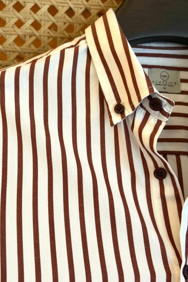 Off-White with Chocolate Maroon Stripes