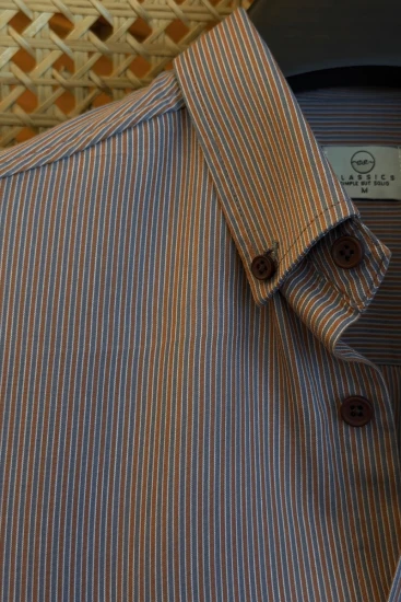 Salt Grey with Burnt Orange Pinstripe Shirt