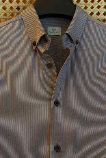 Salt Grey with Burnt Orange Pinstripe Shirt
