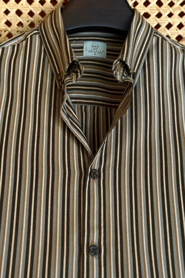 Olive Brown with Chocolate & Offwhite Stripes Shirt