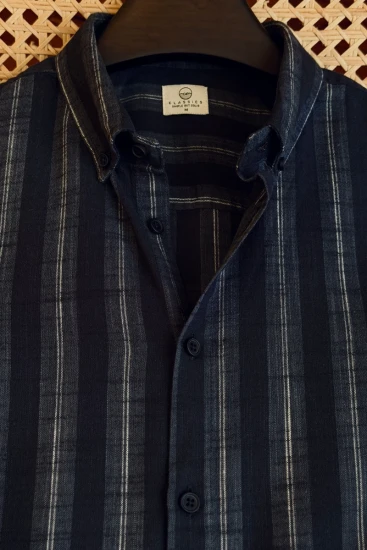 Navy Blue with Ash Blue & white Stripe Shirt