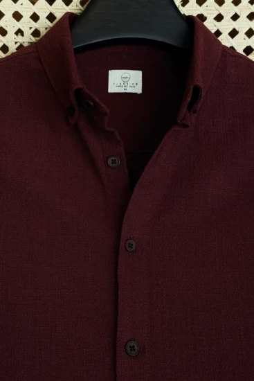 Red Maroon Textured Solid Shirt
