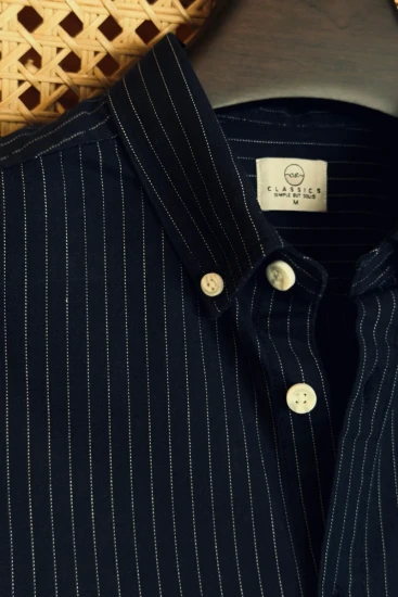 Navy Blue with White Pinstripes Shirt
