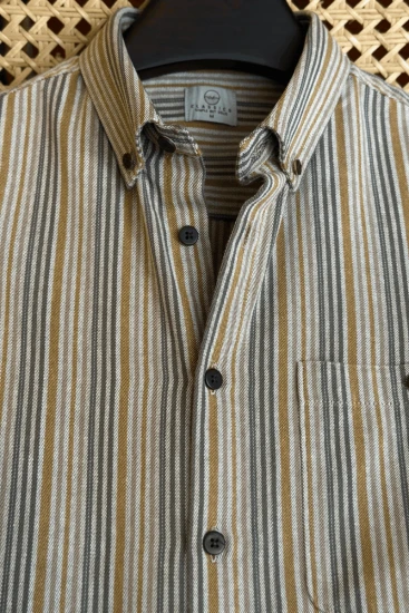 Dusty Beige, Mustard & Olive Stripe Shirt