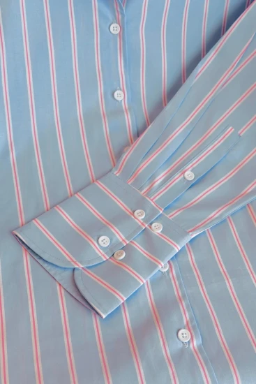 FEMALE Light Blue With Light Red & White Pinstripes Shirt