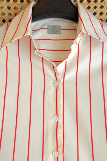FEMALE Off White With Red Stripes Shirt