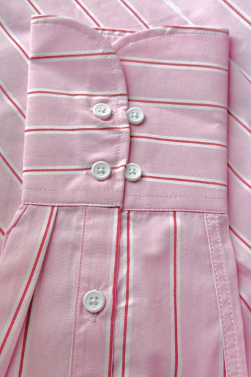 FEMALE Baby Pink With White & Red Pinstripes Shirt