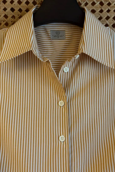 Female Mustard Gold with White Pinstripes Shirt