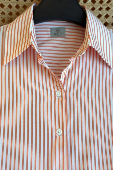 Female White & Orange Pinstripes Shirt