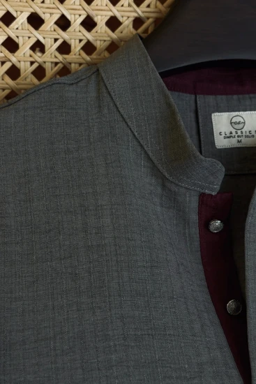 Smokey Charcoal Grey with Maroon Contrast Panjabi