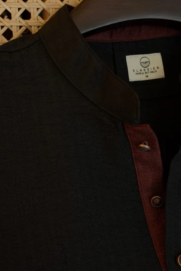 Black with Chocolate Brown Contrast Panjabi