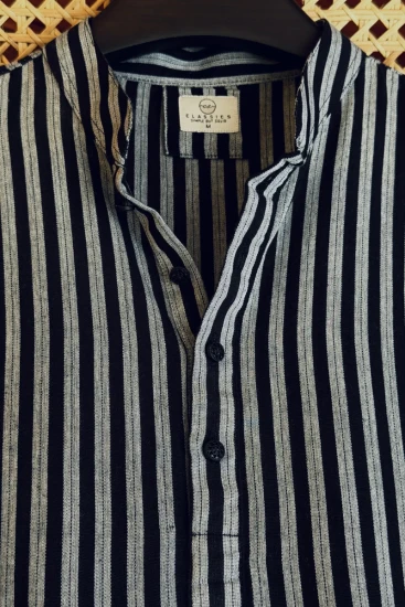 Navy Blue with Light Grey Vertical Stripes Panjabi