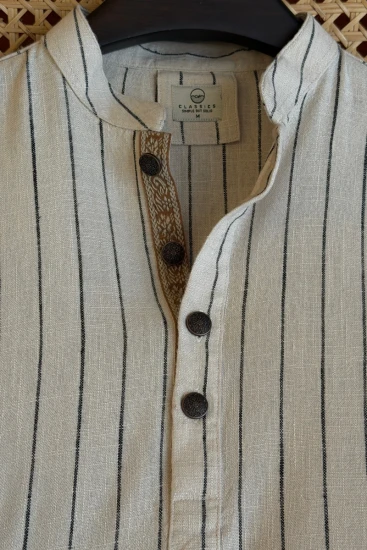 Dusty Beige with Black Pinstripes Panjabi