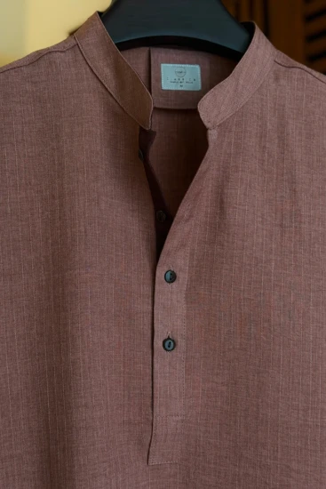 Light Dusty Mauve with Chocolate Brown Contrast Panjabi