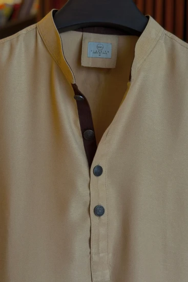 Light Khaki with Chocolate Contrast Panjabi
